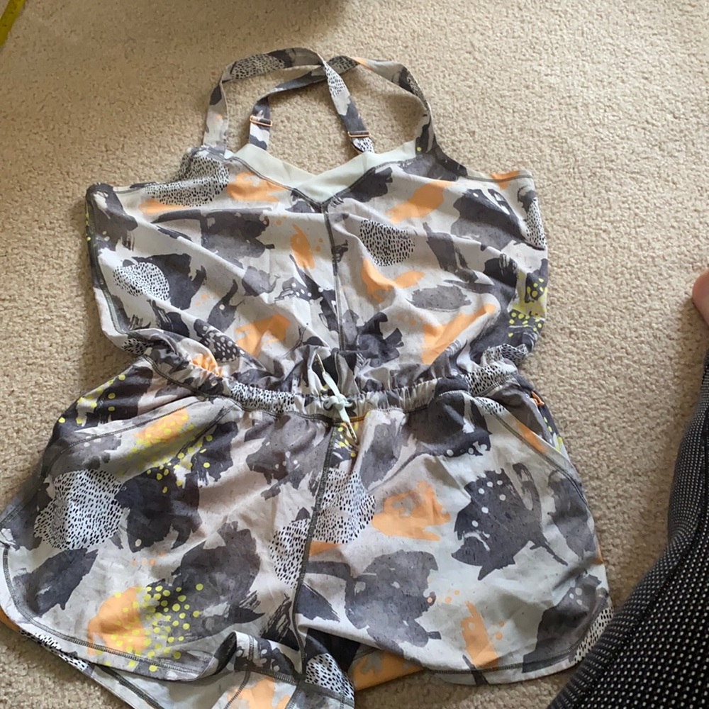 Open back Grey orange fun lululemon romper